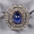 Art Deco Platinum Sapphire and Diamond Ring Tiffany  Co