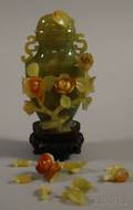 Floral Decorated Bowenite Covered Jar