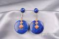 18kt Gold Lapis and Coral Earpendants Chantecler