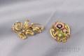 Two Art Nouveau 14kt Gold Pins