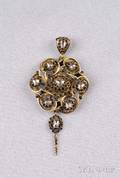 Victorian 15kt Gold Diamond and Enamel Pendant