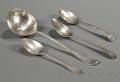 Three Silver Serving Spoons and a Ladle