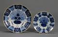 Two Dutch Delft Peacock Pattern Plates