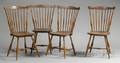 Set of Four Maple and Ash Fanback Windsor Side Chairs