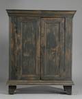 Blackpainted Yellow Pine Carved Cupboard