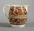 Small Double Earthworm Decorated Mochaware Jug