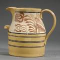 Large Mocha Decorated Yellowware Water Pitcher