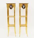 Pair Louis XVI Style Giltwood Marble Top Stands