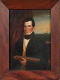 Isaac Sheffield New London Connecticut 17931845 Portrait of a Sea Captain with an American Vessel