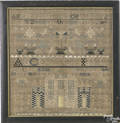 American silk on linen needlework sampler early 19th c