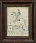 Pennsylvania School 19th Century Portrait of a Soldier on Horseback