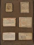 Six Framed Printed Paper Colonial Currency Notes