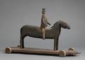 Carved and Painted Wooden Gentleman on Horse Pulltoy