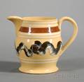 Small Mocha Decorated Yellowware Pitcher
