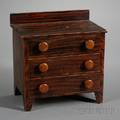 Faux Mahogany Grainpainted Miniature Threedrawer Chest