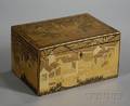 Gilt Lacquer and Pewter Tea Caddy