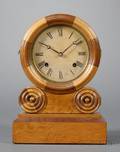 Birdseye Maple Maple and Mahogany Grecian Shelf Clock