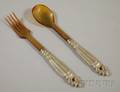 Pair of Georg Jensen Sterling Silver Acorn Salad Servers