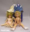 Two Partial Dolls and Doll Clothes