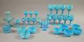 Thirty Pieces of Blue Opaline Glass Tableware