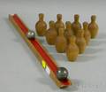 Wooden Bowling Game with Pins Balls and Ball Rail