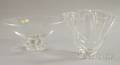 Colorless Glass Handkerchief Vase and a Steuben Colorless Glass Footed Bowl