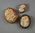 Three Shellcarved Cameo Brooches