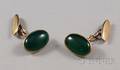 Pair of 12kt Gold and Jade Cuff Links