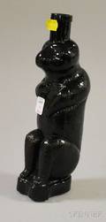 Brown Amber Molded Glass Bear Figural Bottle