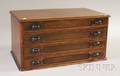 Late Victorian Retail Counter Top Walnut FourDrawer Spool Cabinet