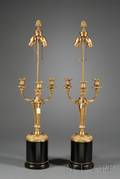 Pair of Empirestyle Dore Bronze ThreeLight Candelabra