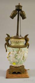 Etruscan Revival Giltmetal Mounted Porcelain Table Lamp