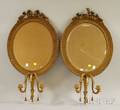Pair of Louis VXI Style Carved Giltwood and Gesso Oval Mirrored Candle Wall Sconces
