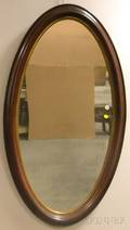 Victorian Oval Walnut Mirror and a Wall Pocket