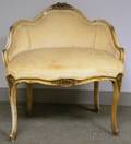 Louis XV Style Upholstered Carved and Painted Wooden Dressing Table Seat