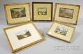 Four Framed Small Wallace Nutting Handcolored Landscape Photographs and a Charles Sawyer Landscape Photograph