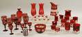 Thirtyone Pieces of Mostly Bohemian Etched Ruby Flash Glassware