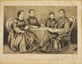 Framed Currier  Ives Lithograph The Lincoln Family