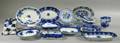 Eighteen Pieces of Assorted Flow Blue Ceramic Tableware
