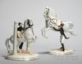 Pair of Austrian Handpainted Porcelain Stallion Figural Groups