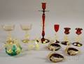 Eleven Venetian Colored Art Glass Figural Table Items