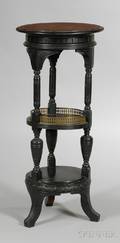 Victorian Brassmounted Ebonized Carved Wooden Stand