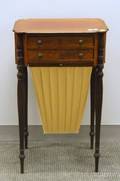 Federalstyle Carved and Inlaid Mahogany and Mahogany Veneer TwoDrawer Sewing Stand