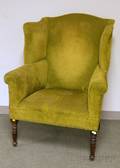 Late Federal Upholstered Mahogany Wing Chair