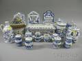 Eighteen German Blue and White Meissenstyle Decorated Ceramic Kitchen Items