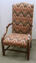 Federal Upholstered Inlaid Mahogany Lolling Chair