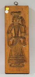 Carved Wooden Springerle Board with a Figure of a Woman