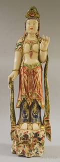 Asian Carved and Painted Wooden Deity Figure