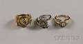 Three 14kt Gold and Diamond Rings