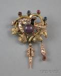 14kt Bicolor Gold Gemset Brooch